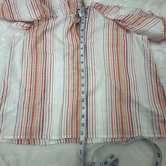 Express Women's Size M Ruffled Halter Top Multicolored Stripe 100% Cotton - Picture 12 of 12